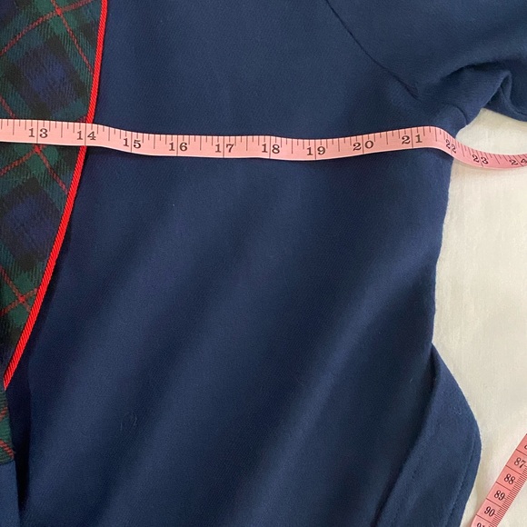 VINTAGE 1990s Y2K Pendleton Navy 100% Virgin Wool Tartan Plaid Trimmed Robe M - Picture 7 of 8